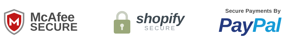 McAfee Secure, Shopify Secure, Secure payments by PayPal