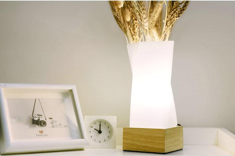 Spire – Twisted Wood, Glass & Ceramic Table Lamp
