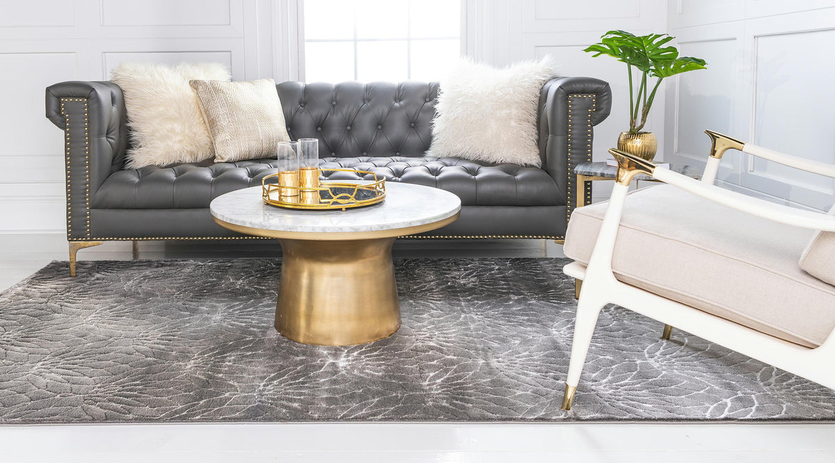 Vivienne – Lotus Motif Polyester Area Rug