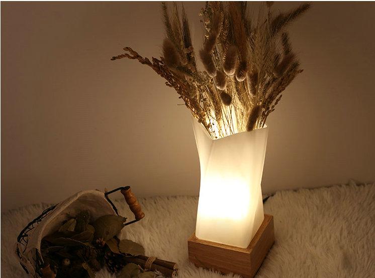 Spire – Twisted Wood, Glass & Ceramic Table Lamp