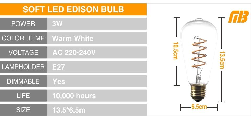 Amber – Vintage-Style E27 LED Filament Bulb
