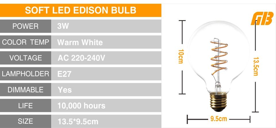 Amber – Vintage-Style E27 LED Filament Bulb