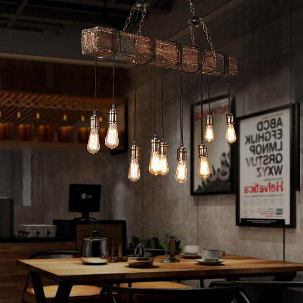 Hari – Rustic Wooden Beam Linear Pendant