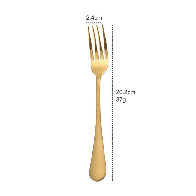 Tove gold stainless steel fork dimensions: 20.2 cm long, 2.4 cm wide and 37 g