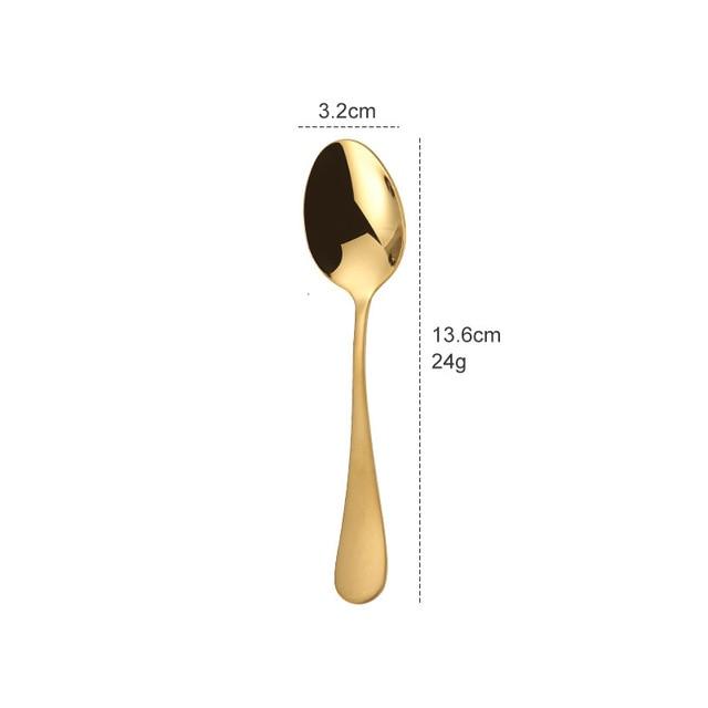 Tove gold stainless steel teaspoon dimensions: 13.6 cm long, 3.2 cm wide and 24 g