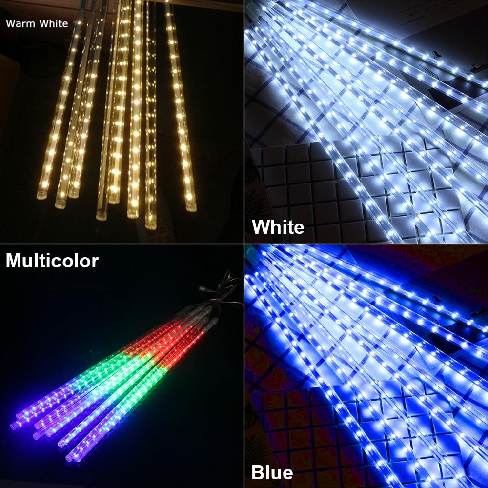 Warm white, white, multicolor and blue LED icicle tube light comparison