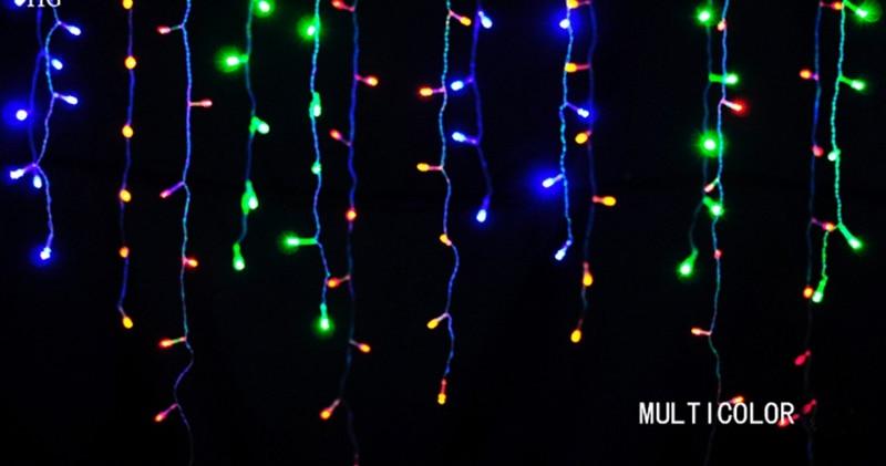 Ylva multicolor LED curtain string lights with red, green, blue and amber bulbs