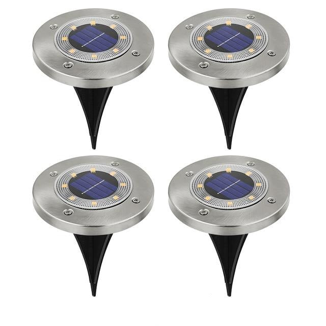 Elin four-piece aluminium solar path light set in brushed silver