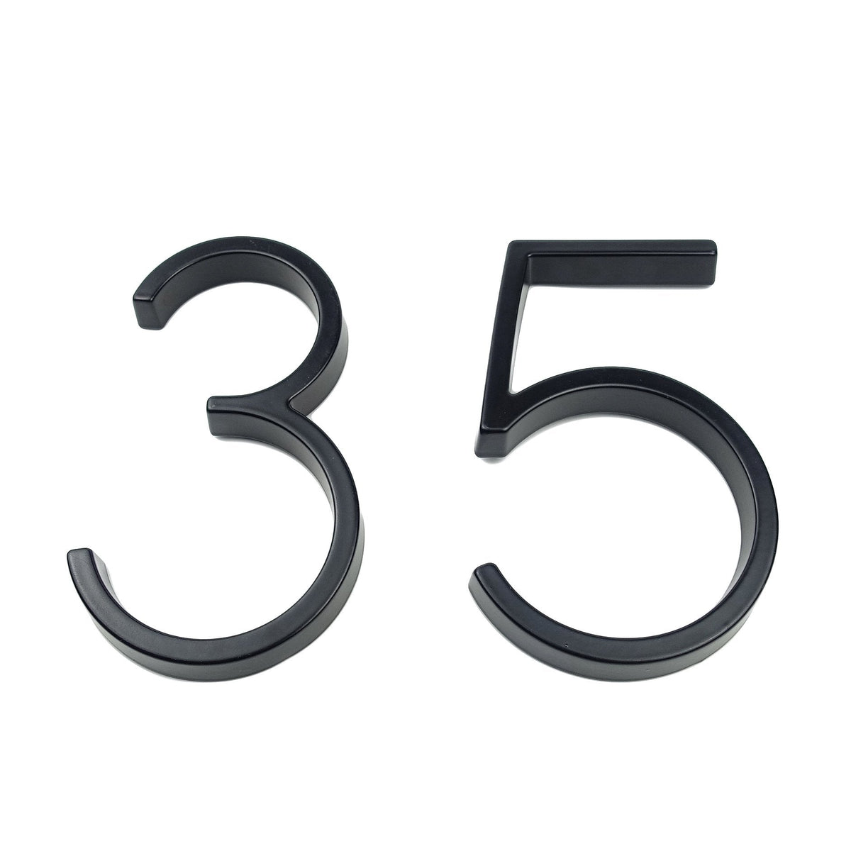 Black zinc alloy house numbers 3 and 5 on a white background