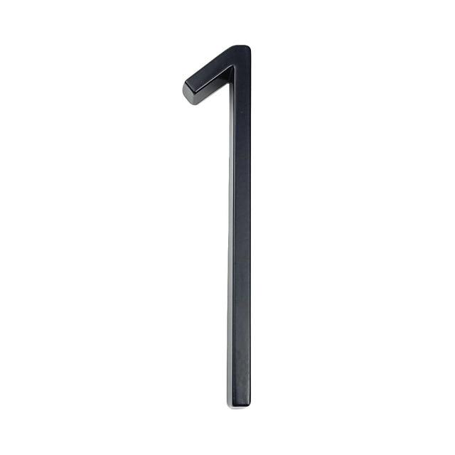 Black zinc alloy house number 1 isolated on a white background
