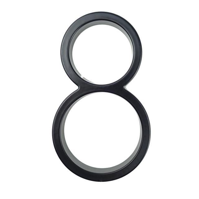 Black zinc alloy house number 8 isolated on a white background