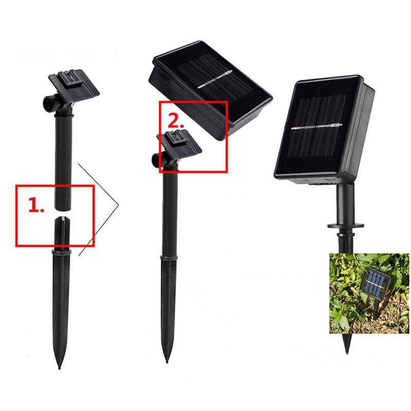 Sigrid solar droplet string light panel and ground-stake installation steps