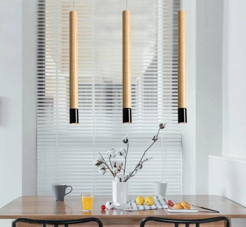 Lintel – Slim Nordic Wood & Iron Linear Pendant
