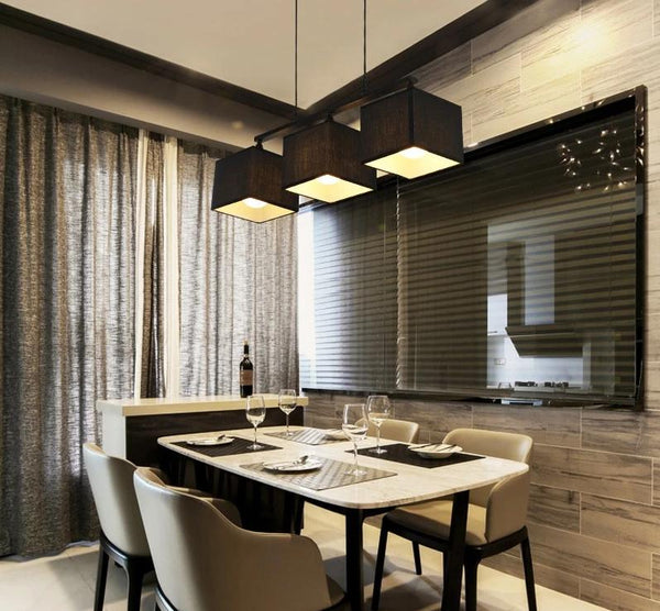 Colonnade – Linen & Wrought Iron Square Lantern Pendant