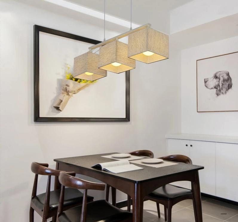 Colonnade – Linen & Wrought Iron Square Lantern Pendant