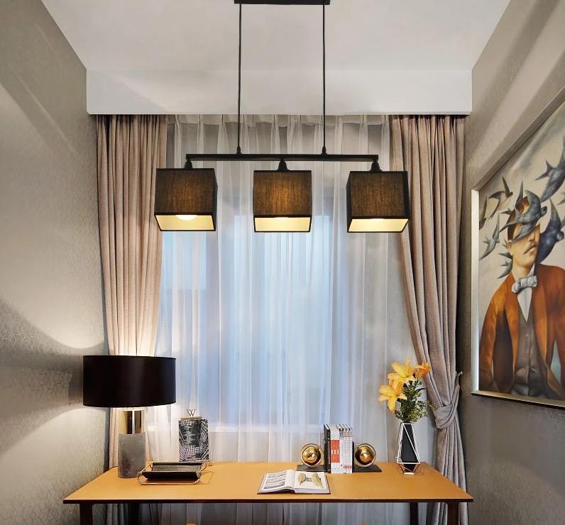 Colonnade – Linen & Wrought Iron Square Lantern Pendant