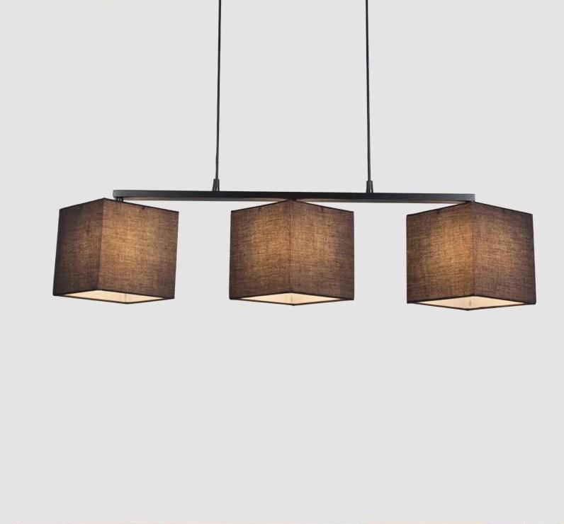 Colonnade – Linen & Wrought Iron Square Lantern Pendant