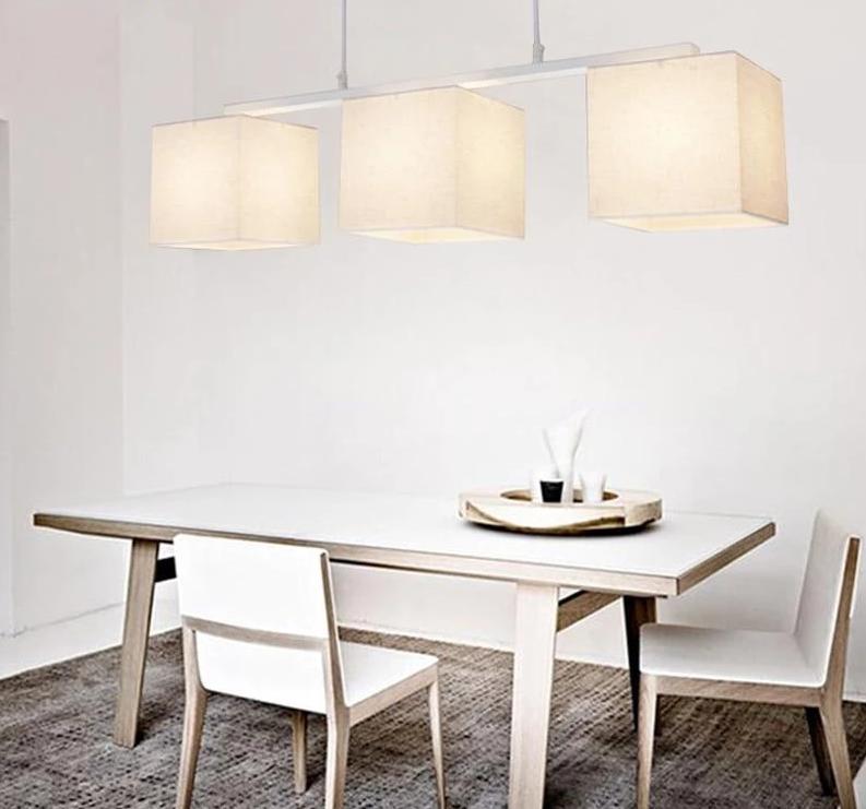 Colonnade – Linen & Wrought Iron Square Lantern Pendant