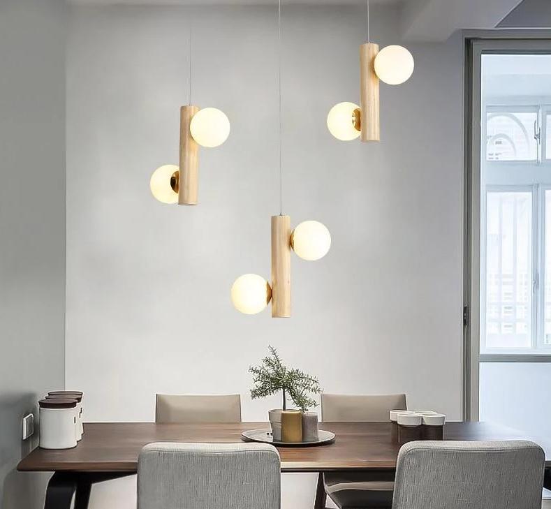 Plinth – Wood & Glass Exposed-Bulb Chandelier