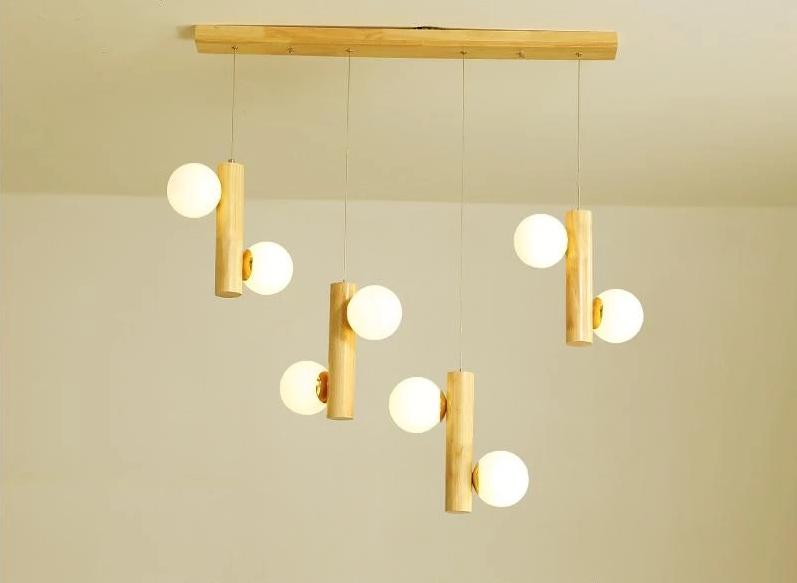 Plinth – Wood & Glass Exposed-Bulb Chandelier