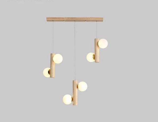 Plinth – Wood & Glass Exposed-Bulb Chandelier