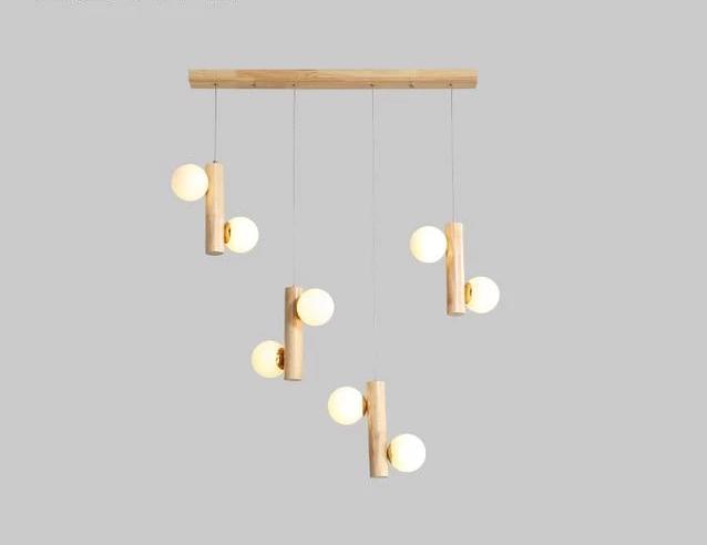 Plinth – Wood & Glass Exposed-Bulb Chandelier