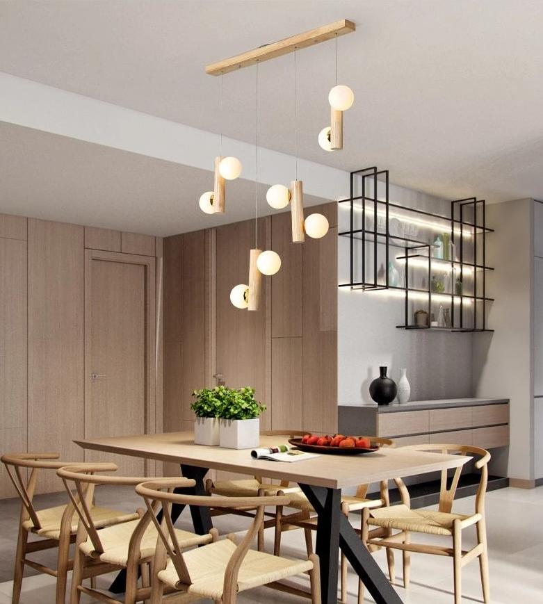 Plinth – Wood & Glass Exposed-Bulb Chandelier