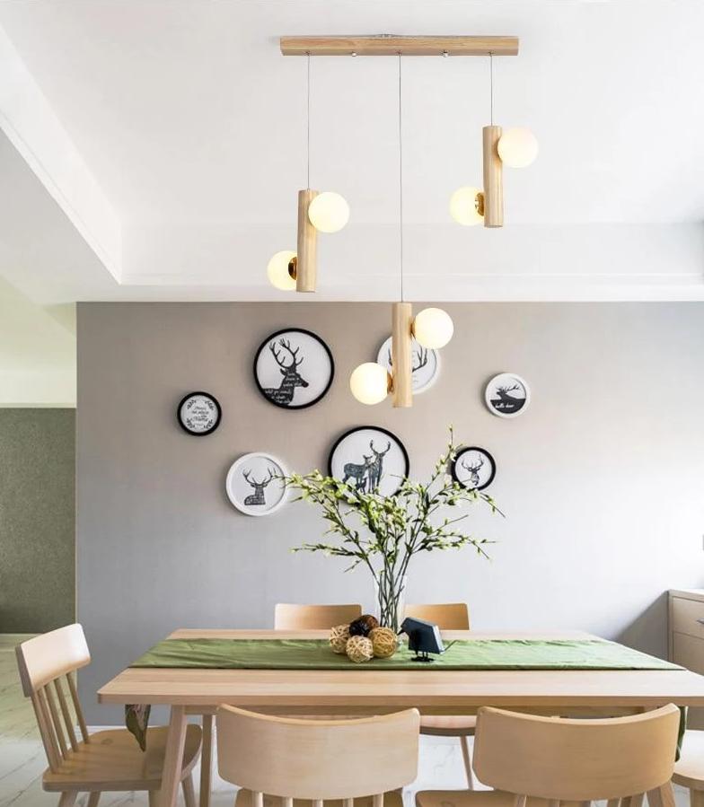 Plinth – Wood & Glass Exposed-Bulb Chandelier