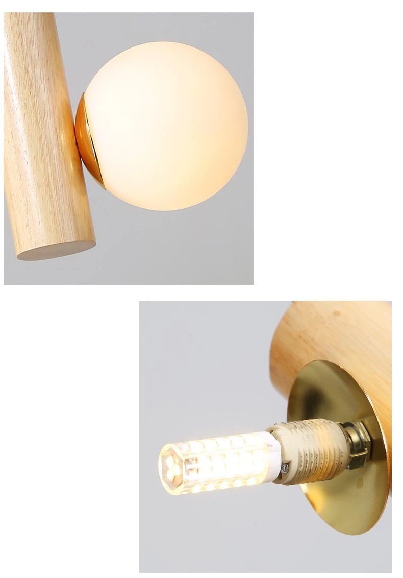 Plinth – Wood & Glass Exposed-Bulb Chandelier