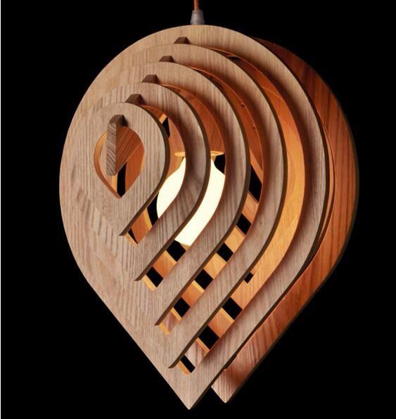Oriel – Reversible Varnished Wood Drop Pendant