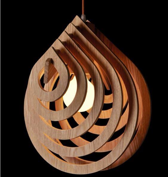 Oriel – Reversible Varnished Wood Drop Pendant