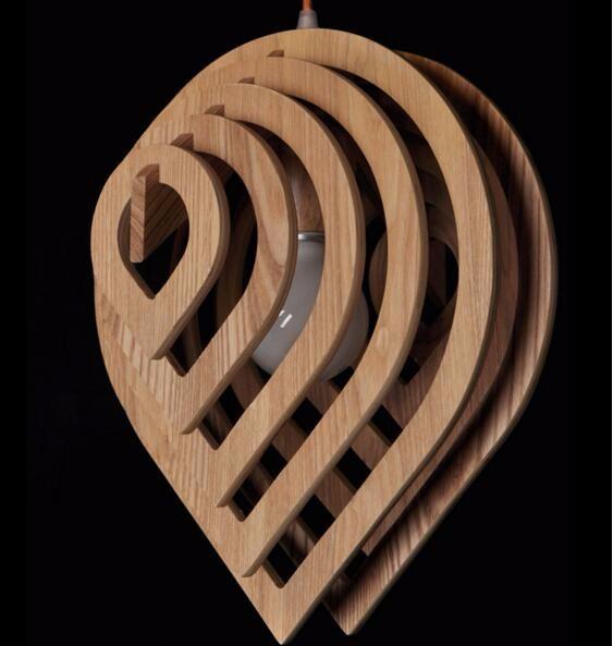 Oriel – Reversible Varnished Wood Drop Pendant