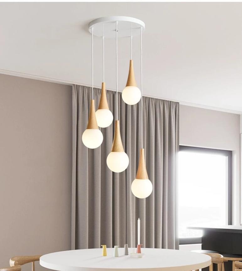Vault – Multi-Globe Wood, Iron & Glass LED Pendant