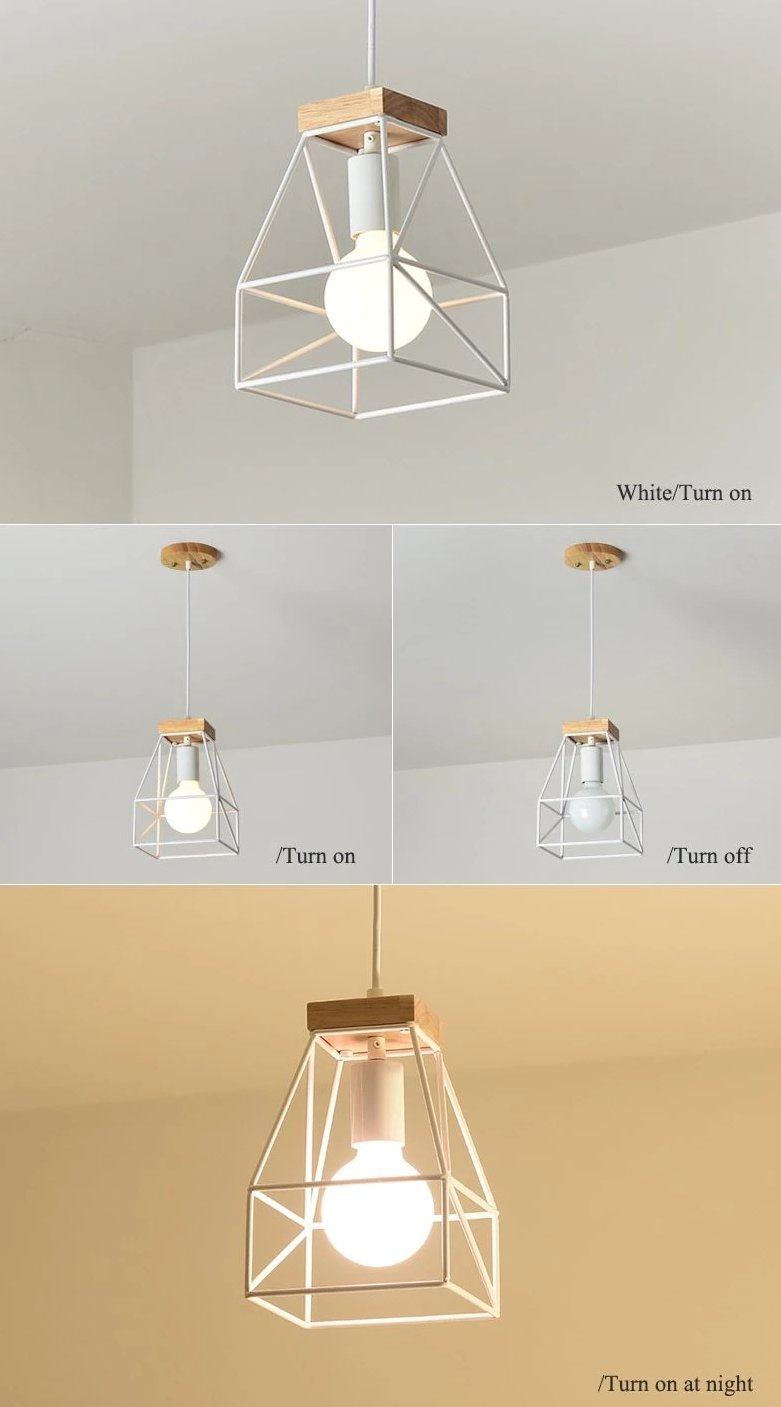 Corbel – Industrial Wood & Iron Cage Pendant