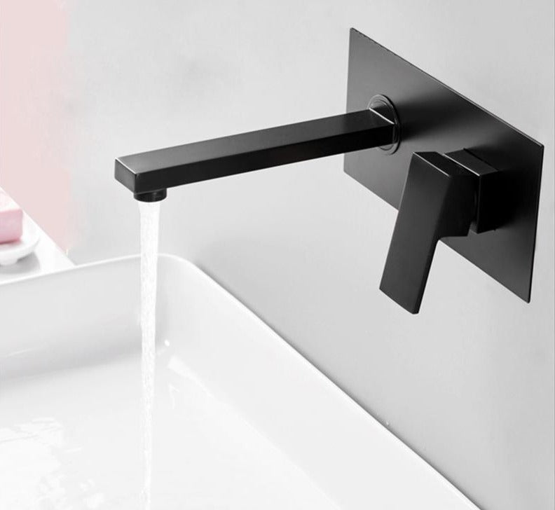 Obsidian – Matte Black Wall-Mounted Basin Faucet
