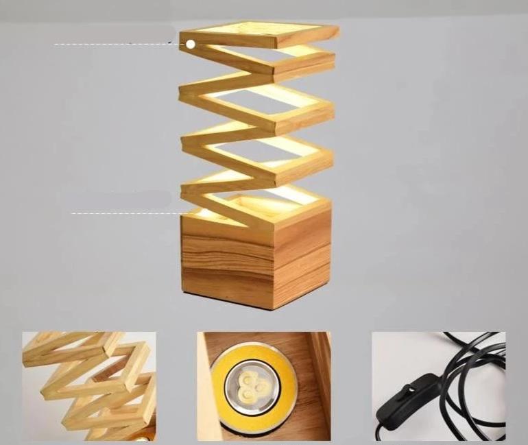 Truss – Folding Accordion-Arm Wood & Metal Desk Lamp