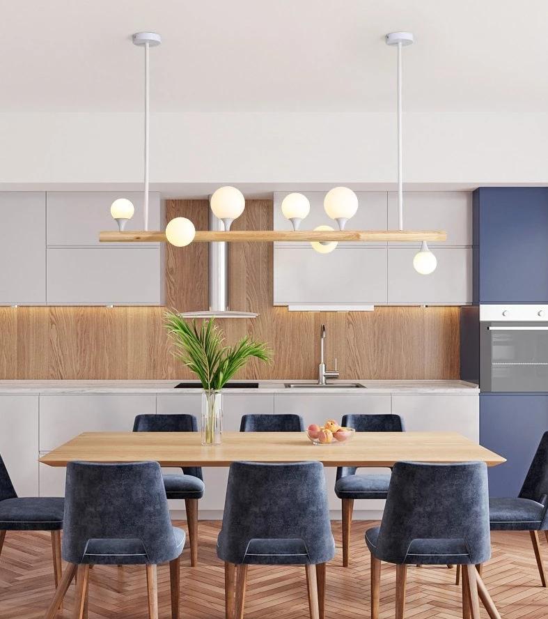 Rotunda – Wood & Glass Multi-Bulb LED Chandelier