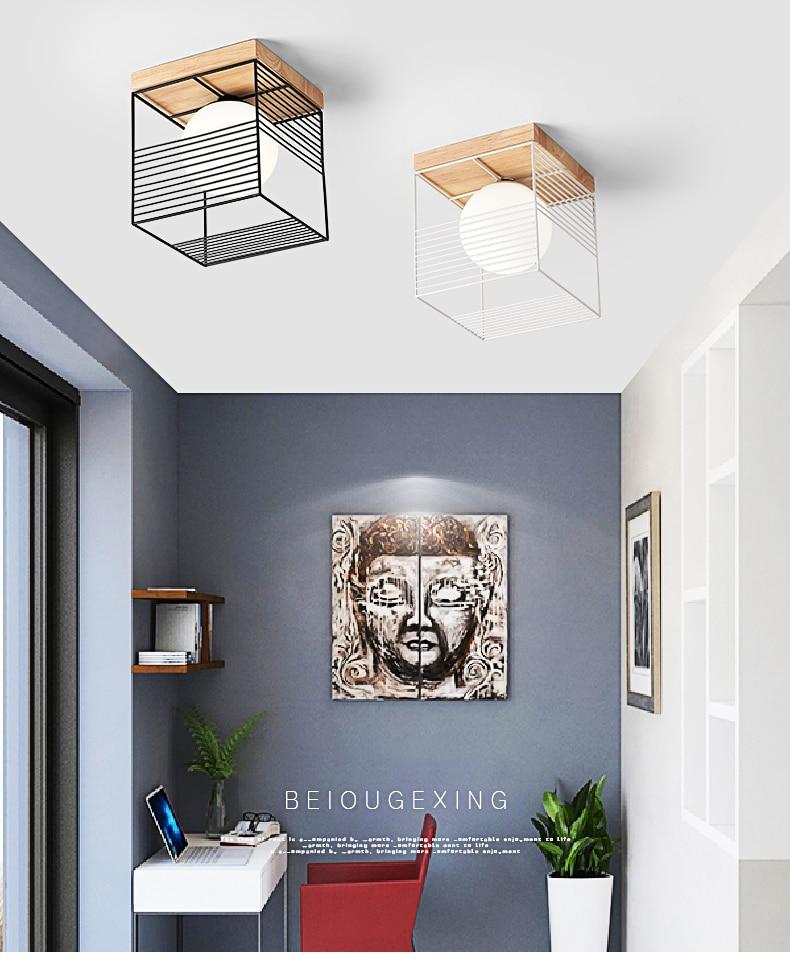 Parapet – Rubber Wood & Metal Cage Ceiling Light