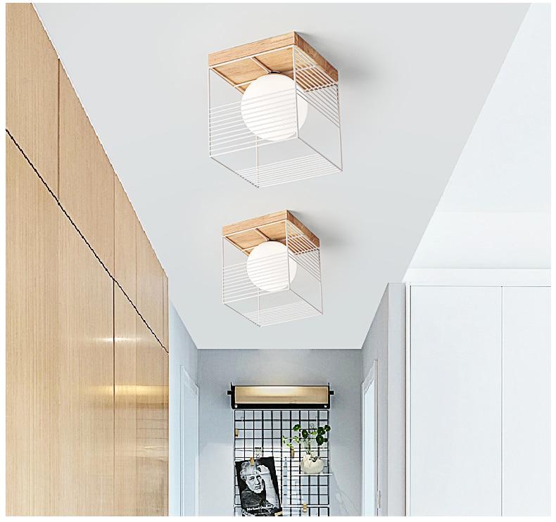 Parapet – Rubber Wood & Metal Cage Ceiling Light