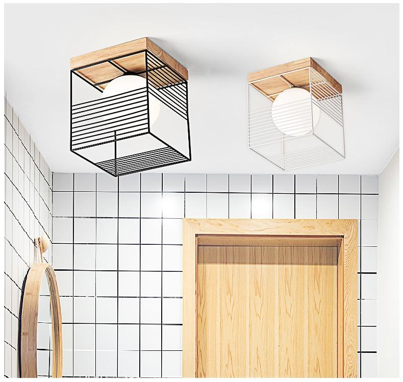 Parapet – Rubber Wood & Metal Cage Ceiling Light