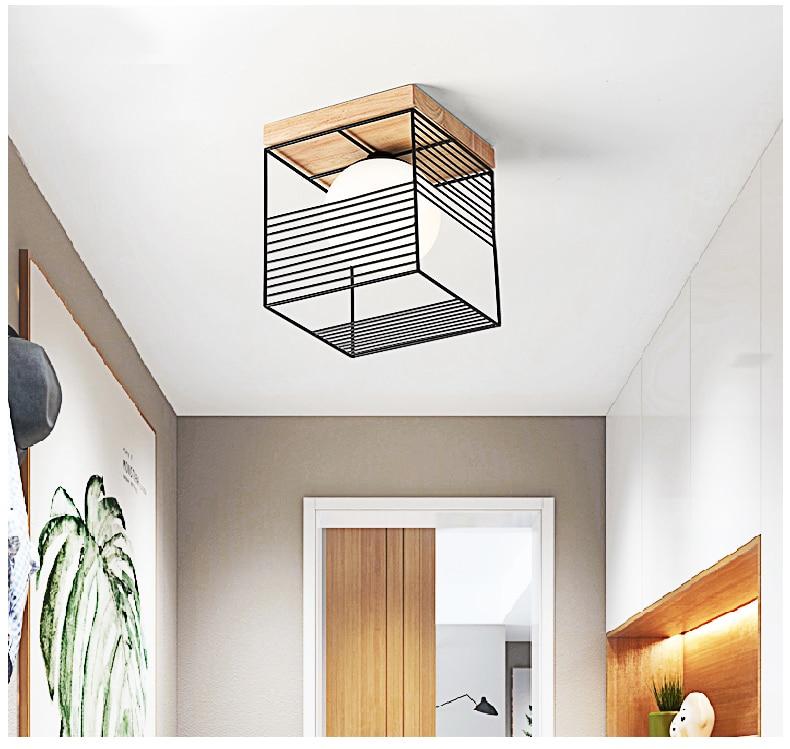 Parapet – Rubber Wood & Metal Cage Ceiling Light