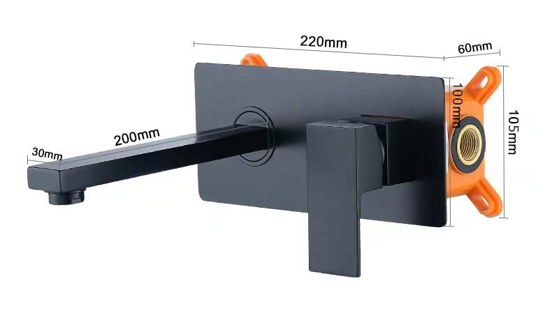 Obsidian – Matte Black Wall-Mounted Basin Faucet