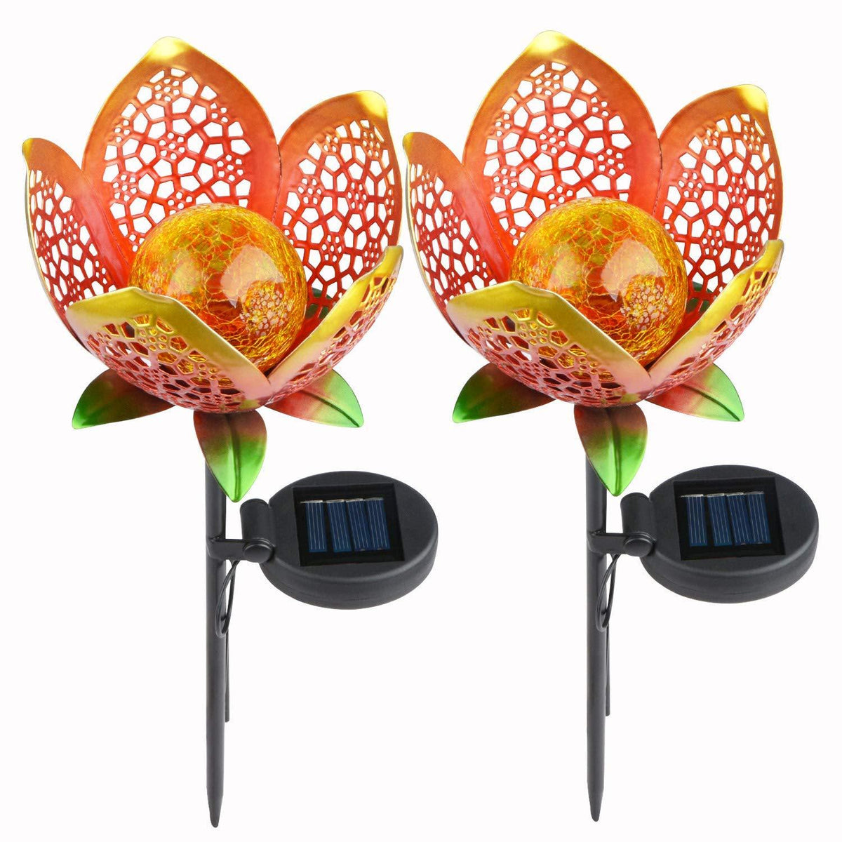 Rimini – Crackle Glass Solar Flower Stake Light