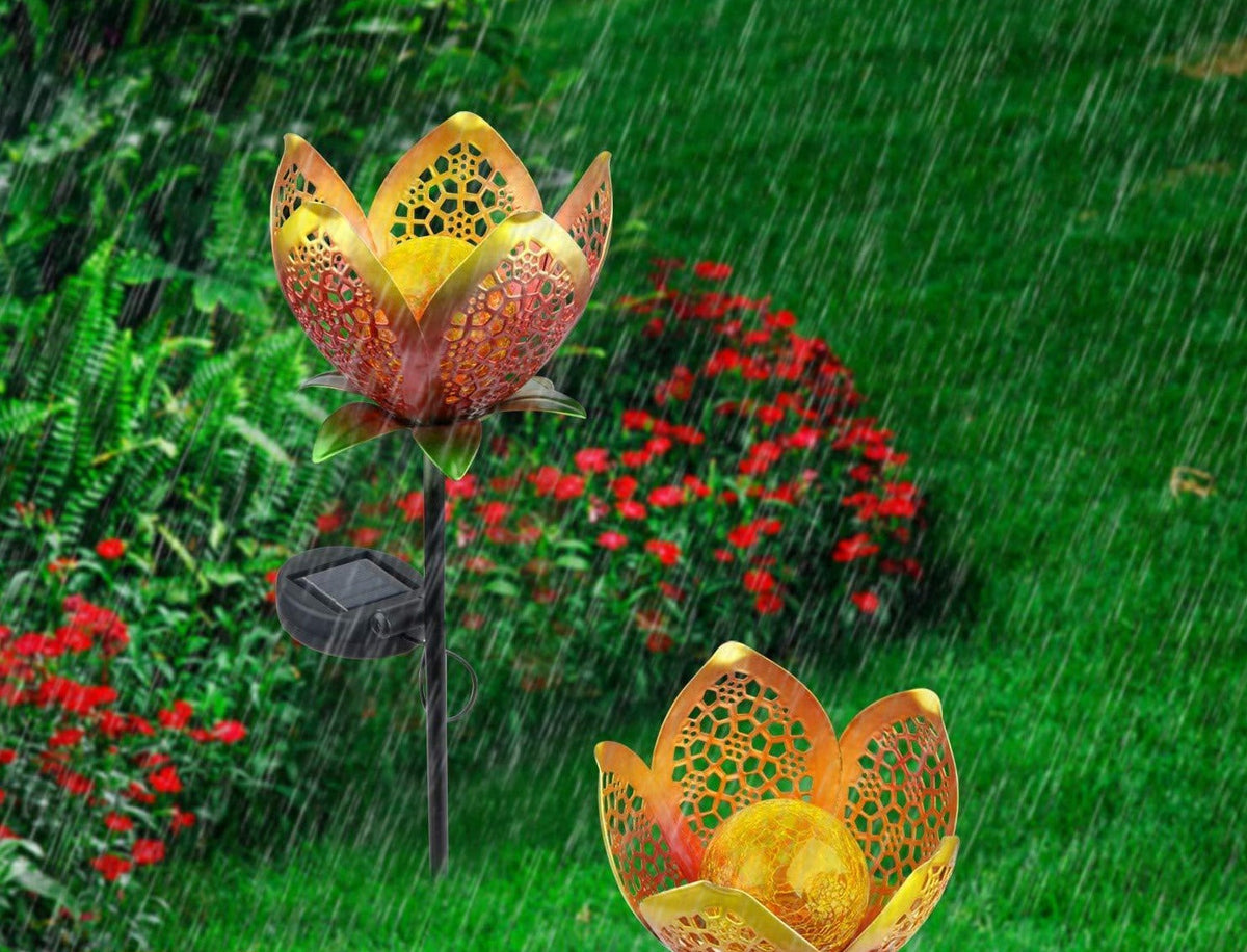 Rimini – Crackle Glass Solar Flower Stake Light