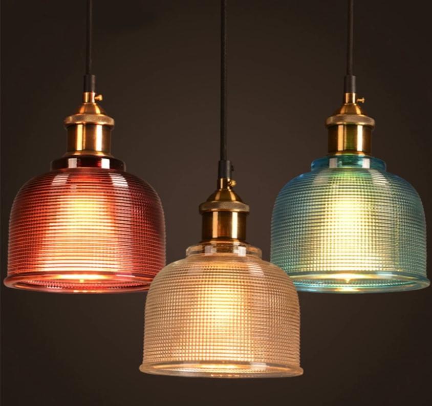 Ochre – Coloured Glass Retro Pendant Light