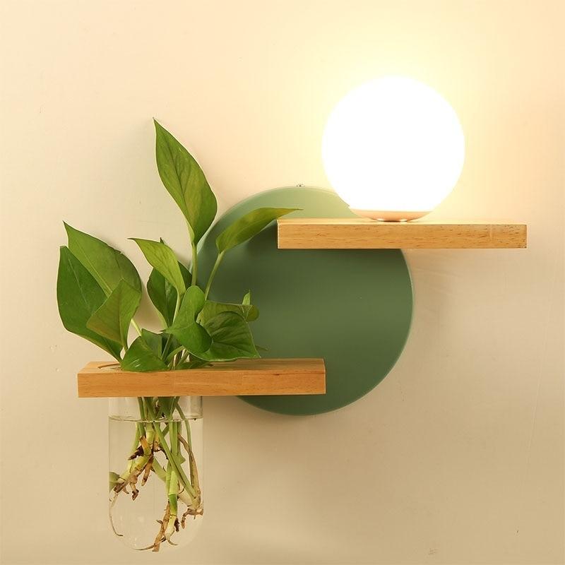 Linden – Wooden LED Lamp with Planter Shelves