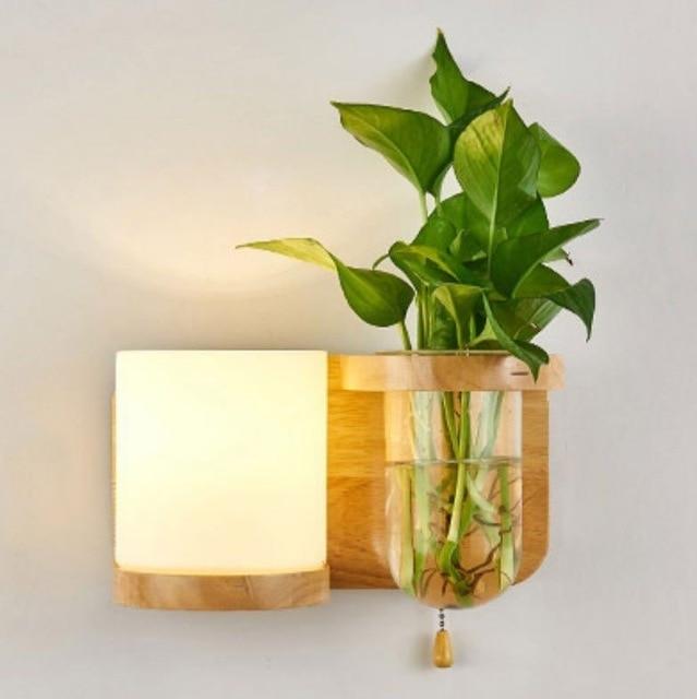 Linden – Wooden LED Lamp with Planter Shelves
