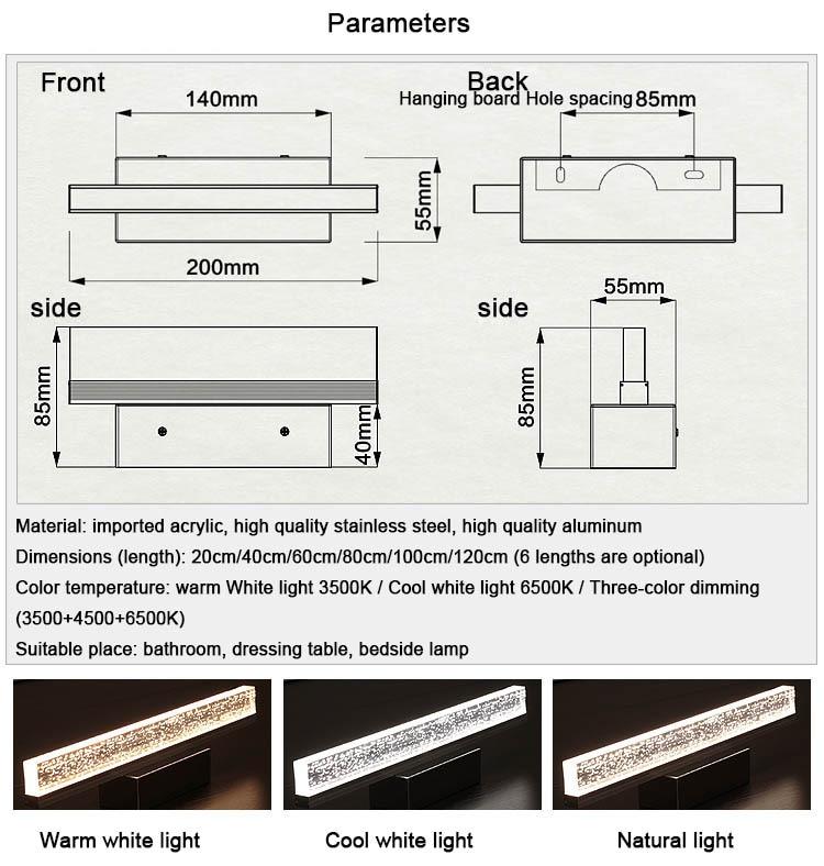 Birch – Linear Acrylic LED Vanity Bar Light