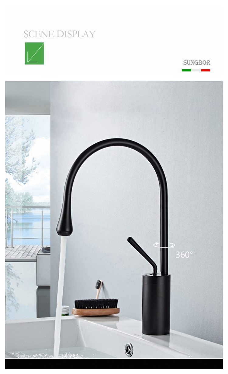 Alder – Tall Swivel-Spout Brass Basin Faucet