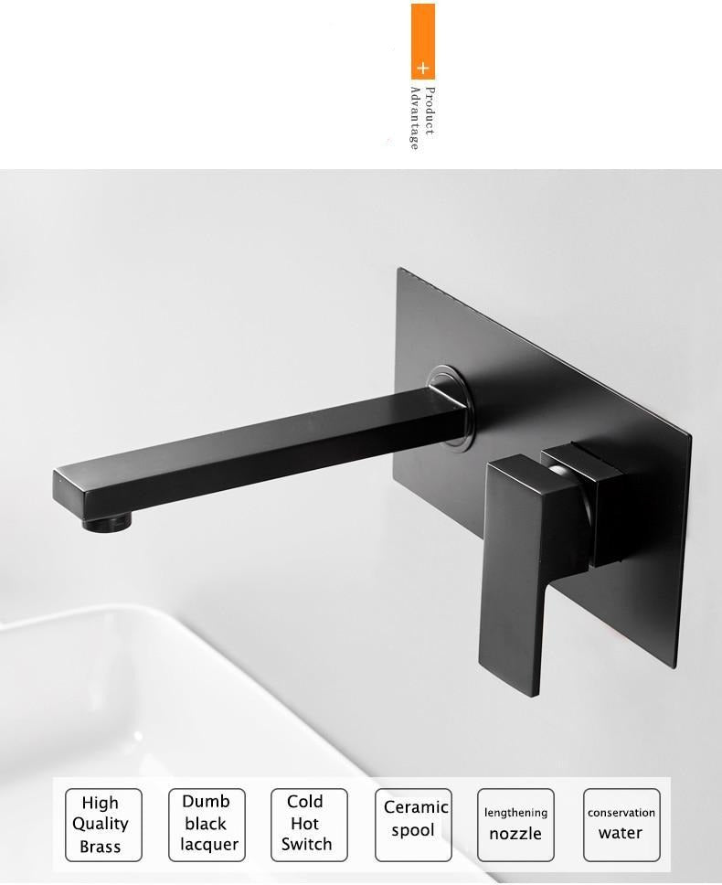Obsidian – Matte Black Wall-Mounted Basin Faucet
